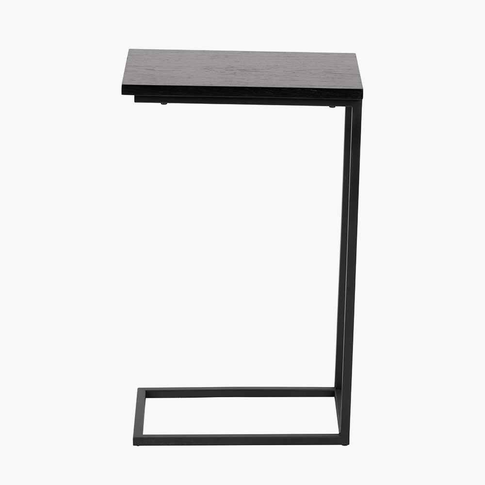 Soho Black Ash Wood & Black Metal Supper Side Table